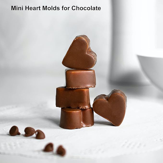 Mini Heart Silicone Mold, 150 Cavities Heart Shape Chocolate Molds for Homemade Candy/Fondant/Gummy/Jelly, Food Grade Hearts Mold for Fruit Snack/Pet Treats/Snacks Biscuits (with a Scraper)