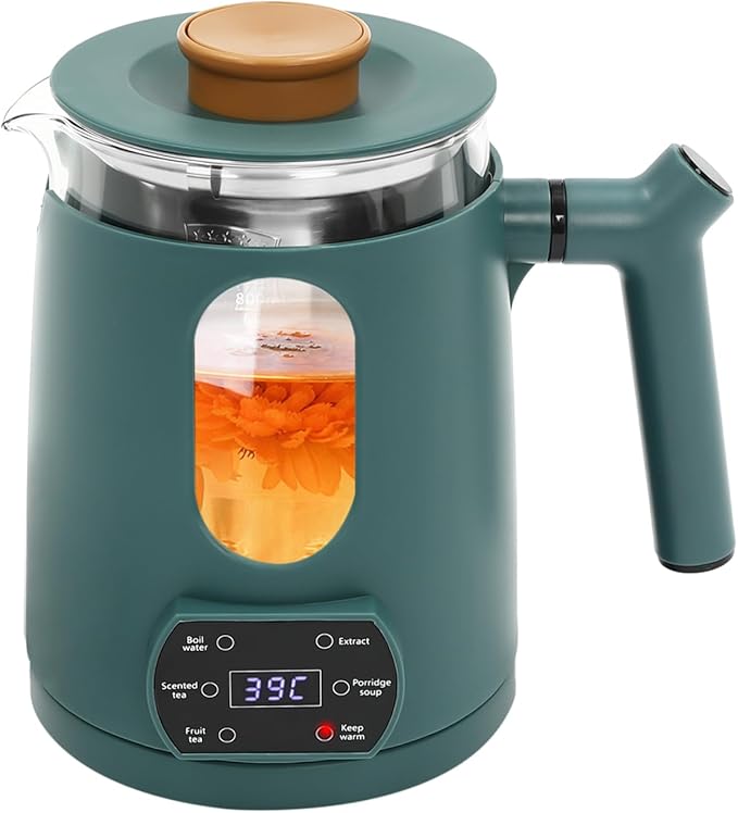Electric Kettle,Temperature Control Glass Tea Maker LCD Display,Water Boiler & Heater With 360° Swivel Base and 6 Different Kinds of Functions For Coffee,Tea,Milk,Water,Hot Chocolate (Green)