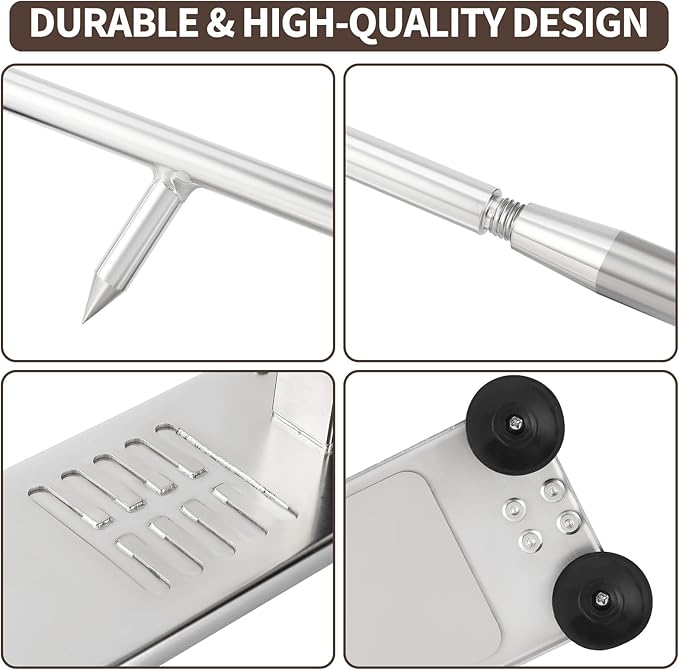 Oyster Clam Opener Machine Adjustable Oyster Shucker Machine 4-Level Tool Set, Portable Stainless Steel Clam Opener with Suction Cups, G-Clamp, Knives & Glove for Home Kitchen