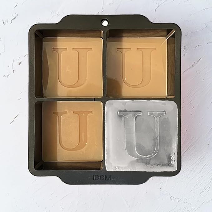 Letter U Monogram Ice Cube Mold Custom Ice Cube Mold 2 Inch Big Initials Silicone Ice Cube Tray Gifts for DAD Gifts for Him