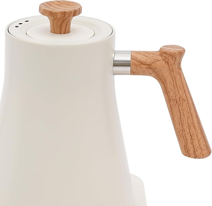 Gooseneck Electric Kettle, 0.24Gal Stainless Steel Electric Tea Kettle with Precision Temperature Control & LED Touchscreen, 1200W 90°Gooseneck Kettle for Tea Coffee (White)