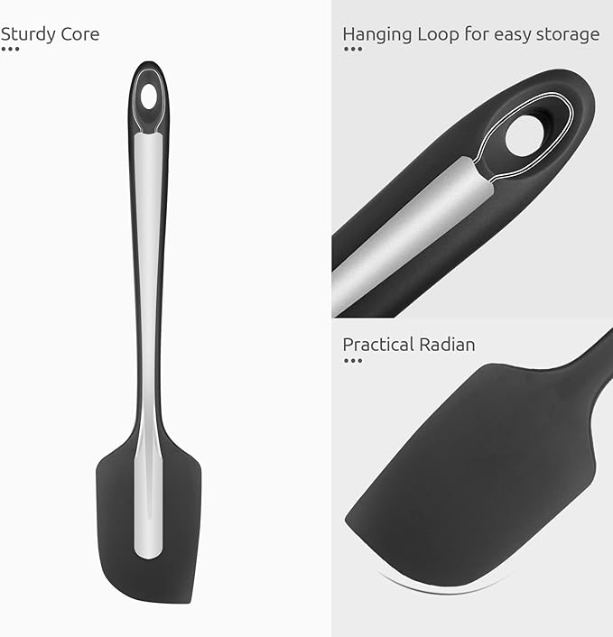 14in Extra Long Silicone Spatula: U-Taste 480ºF Heat Resistant Flexible Baking Mixer Scraper, Large Rubber Mixing Stirring Scraping Seamless Kitchen Turner Utensil for Nonstick Cookware (Black)