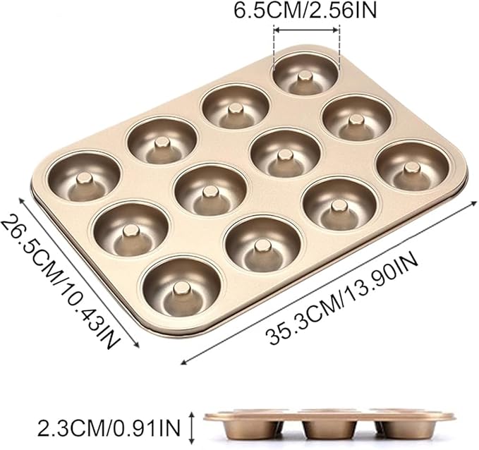 12 Cavity Donut Baking Pans Nonstick Donut Pan Carbon Steel Ring Donut Baking Tins Doughnut Pans Donut Molds Baking Pan