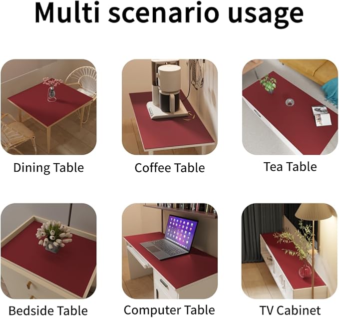 Vanity Protector Mat - Can Be Used On Both Sides Waterproof and Easy to Clean Good Flatness Used for Dresser Table(Black+Wine Red 10x48)