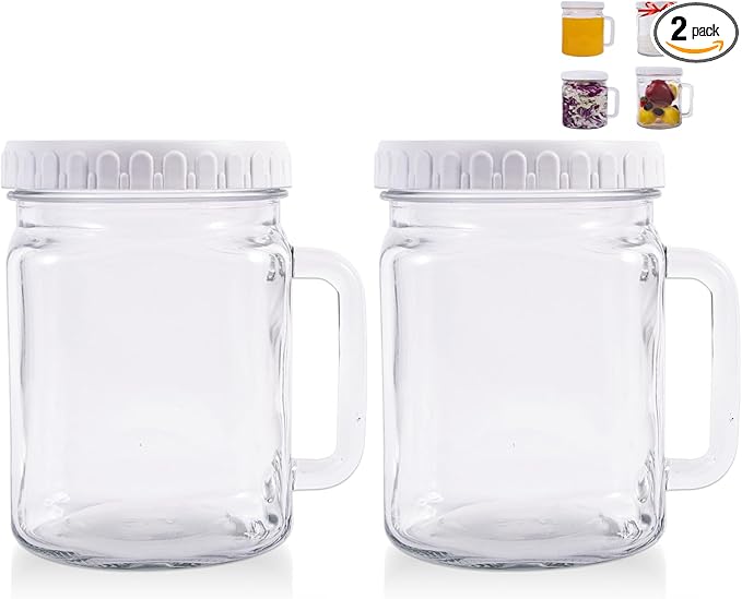 2 Pack Large Mason Jars Wide Mouth,74 oz Airtight Glass Jars with Lids, Food Storage Canisters for Fridge, Glass Canisters for Candy,Pickles, Sugar, Flour, Cookies, DIY Decor & Party Favors