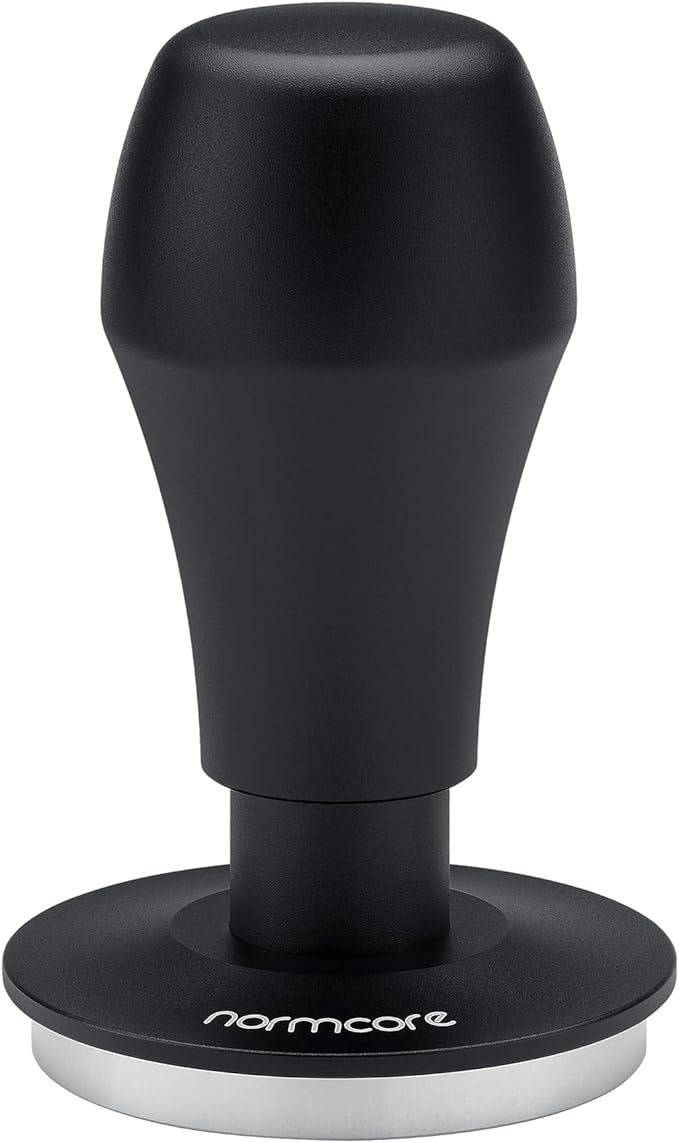 Normcore 57mm Coffee Tamper V4.1 with Click Sound Feedback, Spring Loaded Tamper With Stainless Steel Flat Base, Compatible with Lelit Anna Portafilter, Black