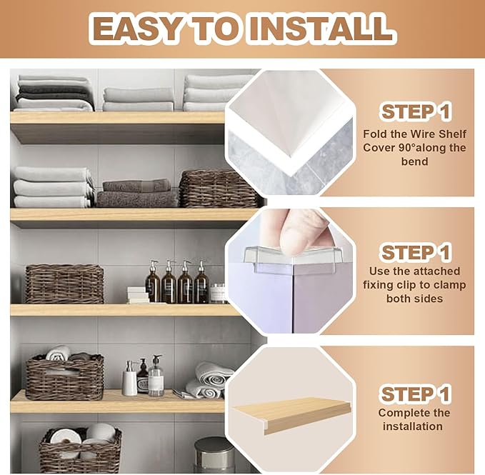 5 Pcs Wire Rack Covers 22x16x3 inch PVC Pantry Shelf Cover 0.31 inch Thick Removable Closet Wire Rack Shelf Covers,Decoration Kitchen Bathroom Office Shelving (Wood Color,22x16x3 inch)