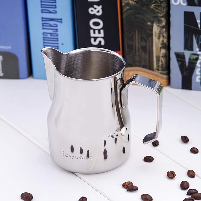 Easyworkz Espresso Steaming Pitcher Stainless Steel 12 oz Coffee Frothing Picther Milk Jug Cappuccino Latte Art Cup