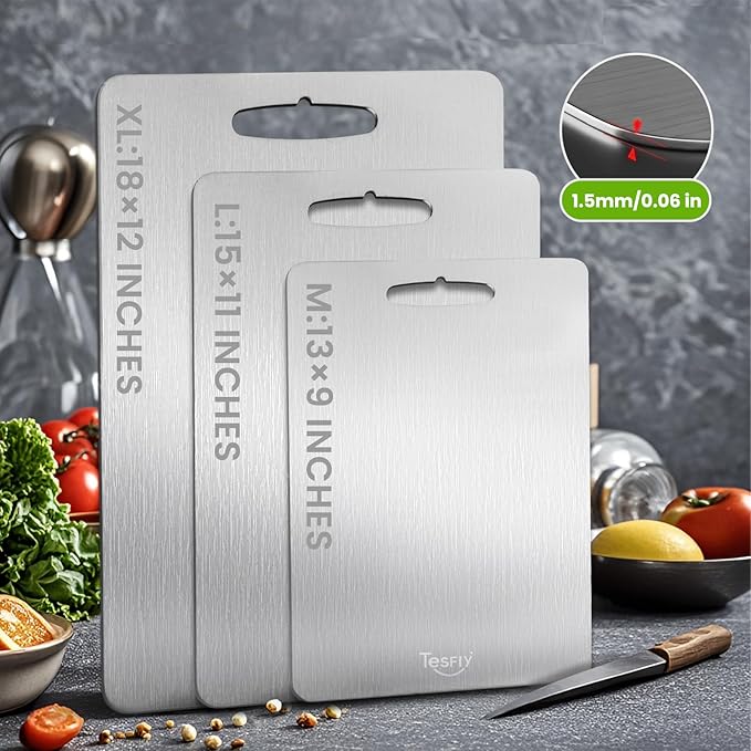 2 Pack Titanium Cutting Board-100% Pure Titanium Cutting Boards For Kitche,Easy to clean, Double-sided food-grade Cutting Board For Meats, Fruits And Vegetables (X-Large)