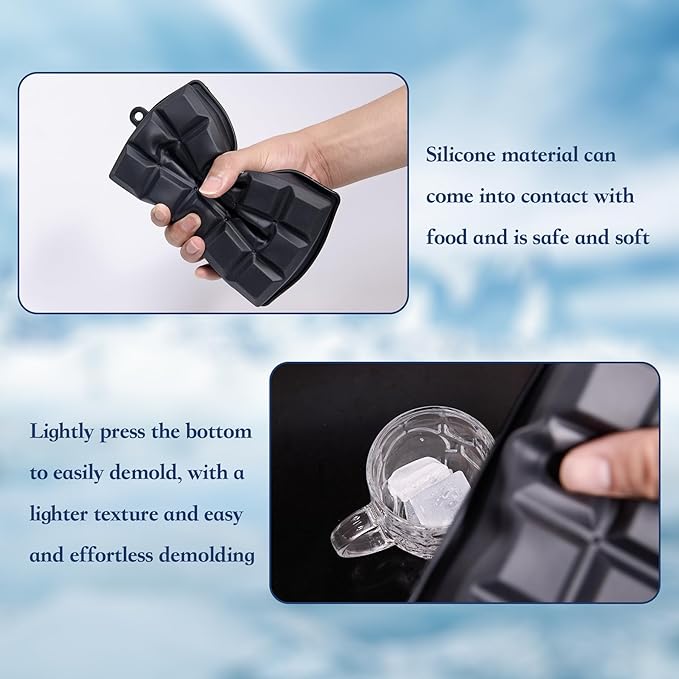 Ice Cube Tray with Lid, Ice Trays for Freezer, 2 Pack 30 Cubes, Silicone Square Ice Molds for Whiskey,Cocktails and Daily Drinks, BPA Free Easy Release, Includes Ice Cube Tongs