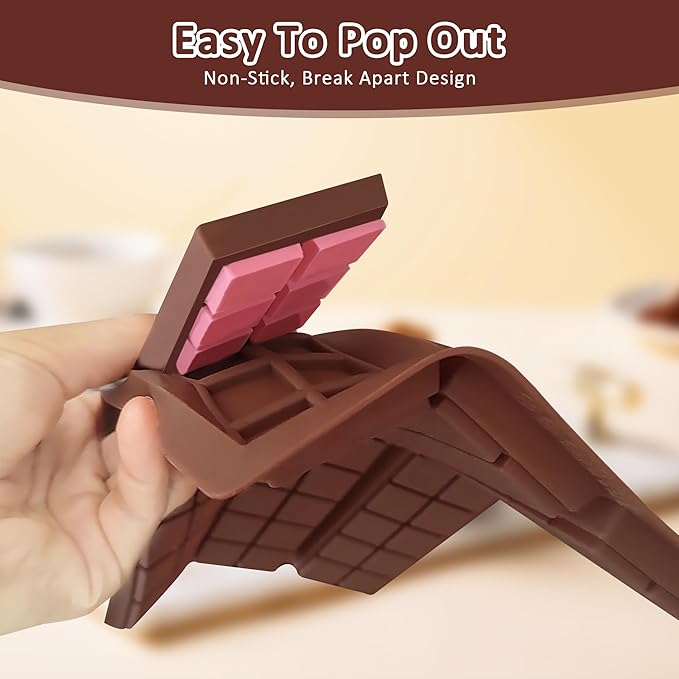 Silicone Chocolate Bar Mold - Non-Stick Durable Deep Dubai Chocolate Molds for Candy Bars, Dubai Pistachio, Energy & Protein Bars (10 Snap), Dishwasher Safe