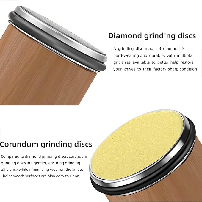 Rolling Knife Sharpener Kit, Rolling Knife Sharpener with 2 Diamond & 1 Corundum Discs,15 & 20 Degree Magnetic Angle for Kitchen Knives,Work Sharp Kitchen Knife Sharpener