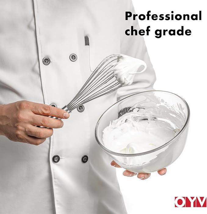 12" Whisk for Cooking, Ergonomic Handle, Dishwasher Safe 18/10 Stainless Steel Whisk, Professional Kitchen Wire Whisk, Perfect for Blending, Whisking, Baking, and Beating