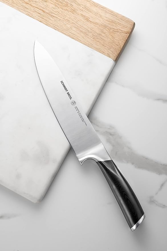 Schmidt Brothers -Heritage 12-Piece Kitchen Knife Set, High-Carbon German Stainless Steel Cutlery, Clear Acrylic Magnetic Knife Block