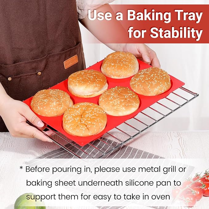 CAKETIME 4 Inch Muffin Top Pan, Silicone Egg Molds for Breakfast Sandwiches Jumbo Round Baking Pan for Oven English muffins, Whoopie Pies, Corn Bread, Egg bites, Tarts 4 Pack Red