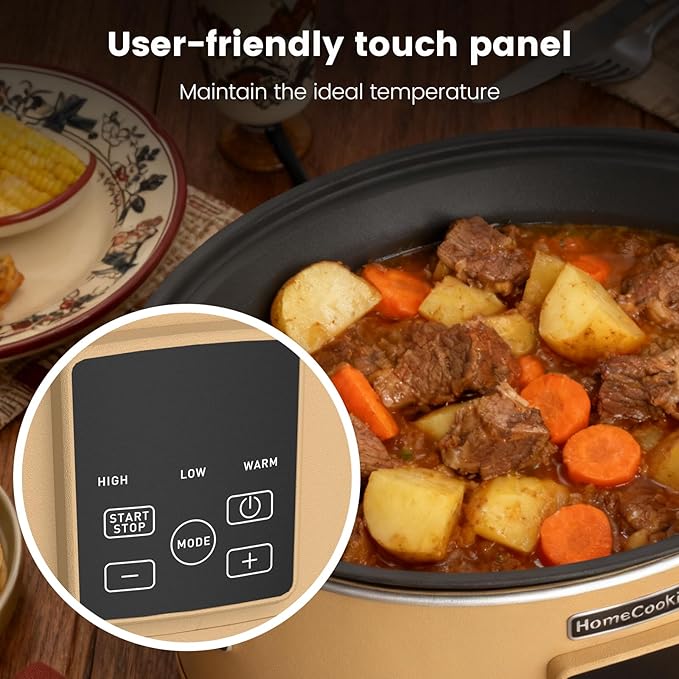 HOMECOOKIN Slow Cooker, Extra Large 10 Quart Digital Programmable Slow Cookers with Timer, Dishwasher Safe Glass Lid & Crock, Kitchen Appliance for Families and Gatherings, Brown