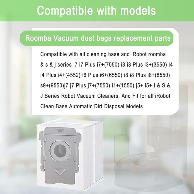 16 Pack Vacuum Bags Compatible with iRobot Roomba i7 i7+ i3 i3+ i8 i8+ j5+ i5+ i4 i4+ i1+ i6 i6+ j5+ j7 j7+ s9 s9 Plus Bags Automatic Dirt Disposal Bags