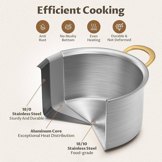 BEZIA 8 Quart Tri-Ply Stainless Steel Stock Pot with Lid, Soup Pot with Stainless Steel Handle, Exceptional Heat Distribution, Induction Cooking Pot for All Stoves, Silver