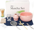 10-Pcs Matcha Kit Set, Whisk and Bowl with Spout & Measuring Spoon, Japanese Matcha Tea Making Tools, Light Pink