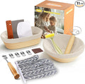 Sourdough Starter Kit Banneton Bread Proofing Basket Baking Set Gift with Heat-Resistant Gloves,Sourdough Baskets Sourdough Tools, Includes 9-inch Round and 10-inch Oval Bread Making Tools