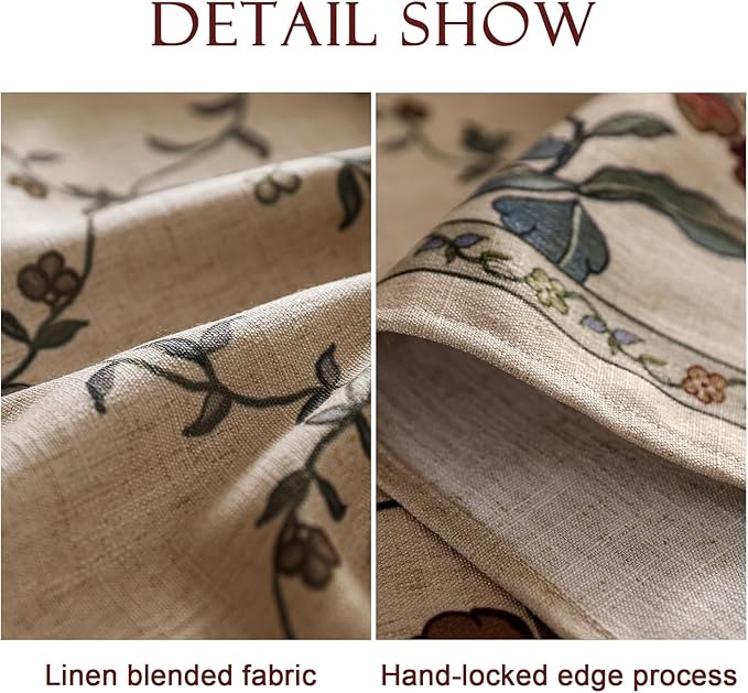 patdrea Designer Linen French Tablecloth for Rectangle Table,Fall Country Breathable Floral Tablecloths,Table Cover for Kitchen Dining,Tea Party,Christmas,Thanksgiving,55"x79"-Oliveirad