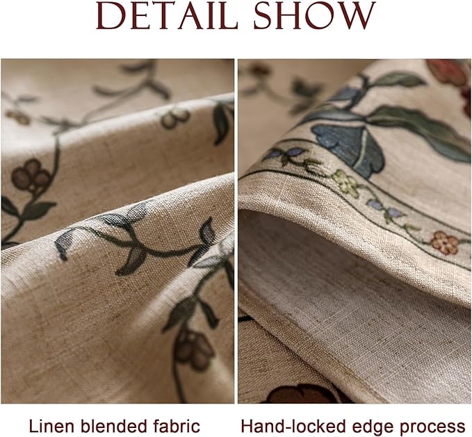 patdrea Designer Linen French Small Tablecloth for Rectangle Table,Fall Country Breathable Floral Tablecloths,Table Cover for Kitchen Dining,Tea Party,Christmas,Thanksgiving,55"x71"-Oliveirad