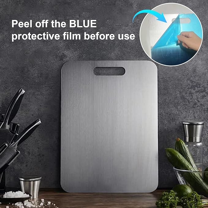 Katuchef Titanium Cutting Board,2026 New 100% Pure Titanium Cutting Boards for Kitchen,Non toxic Doubld-Side Durable Chopping Boards, Easy to Clean and Store(2PCS-M+L)