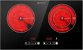 Dual Coil Design of 2 Burner Cooker, 1800W Electric Ceramic Hot Plate for Cooking, Infrared Double Burner Portable Countertop or 24inch Built-in Cooktop Radiant Stove Top, Compatible with All Cookware