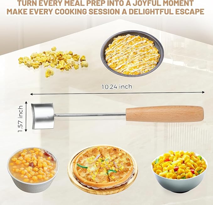Wooden Handle Corn Peeler - Cob Corn Stripper Kernel Remover, Durable Kitchen Tool for Corn on The Cob, Eco-Friendly Wood Grip for Home & Outdoor Use