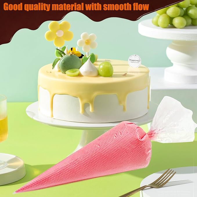 18 Inch Pastry Bags, 200 PCS Piping Bags Disposable, Thickened Piping Bags, Anti-Burst Non-Slip Icing Bags for Desserts, Cake, Breads and Cookies
