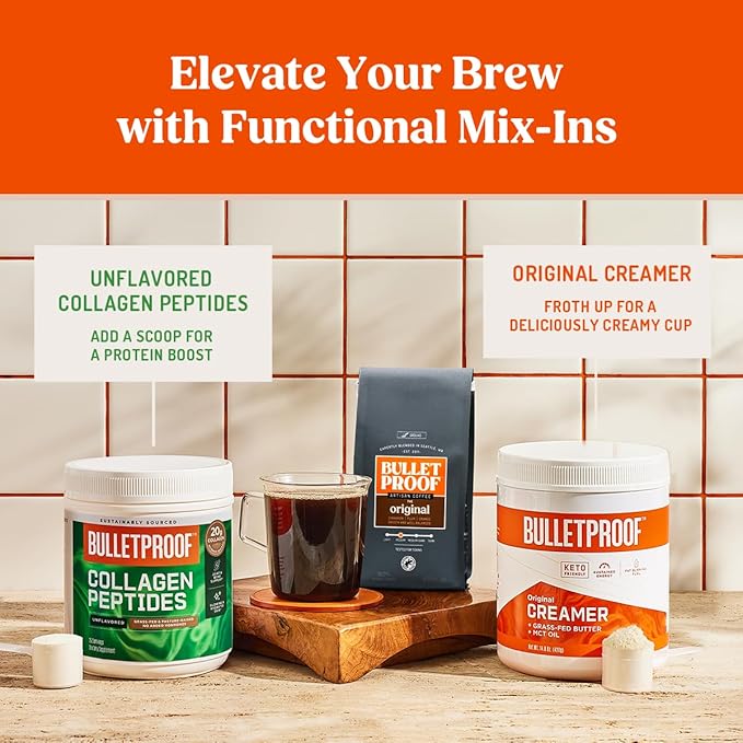 Bulletproof Original Medium Roast Whole Bean Coffee, 12 Ounces (Pack of 3), Clean Coffee Tested for Toxins, Packaging May Vary