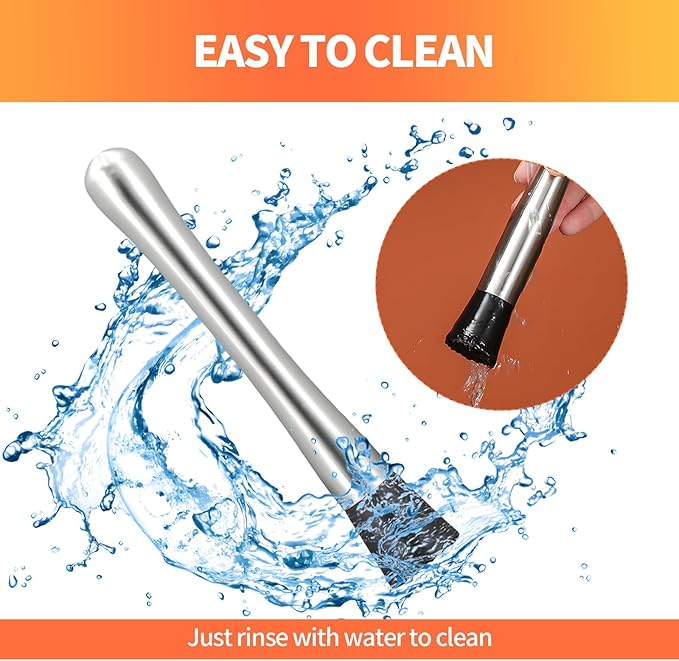 Muddler for Cocktails,8" Stainless Steel Cocktail Muddler for Lemonade, Lemon Smasher Bartender Accessories, Crushes Ice,Fruits & Herbs, Bartender Tool for Home,Bar Use,Lemonade stand supplies