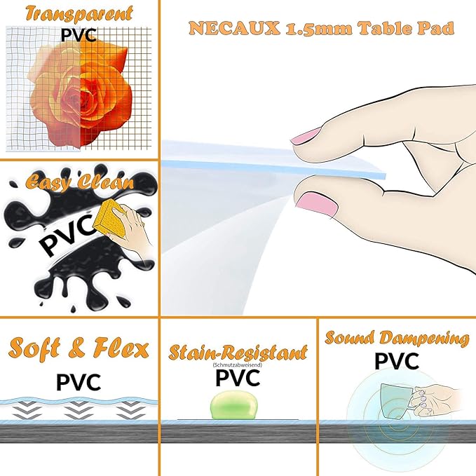 NECAUX Custom 14 x 51 Inch Frosted Desk Cover Protector, 1.5mm Thick Plastic Desk Pad, Desk Protector, Desk Mats on top of Desks, Vinyl Frosted Table Cover Protector for Computer Desk, Writing Desk