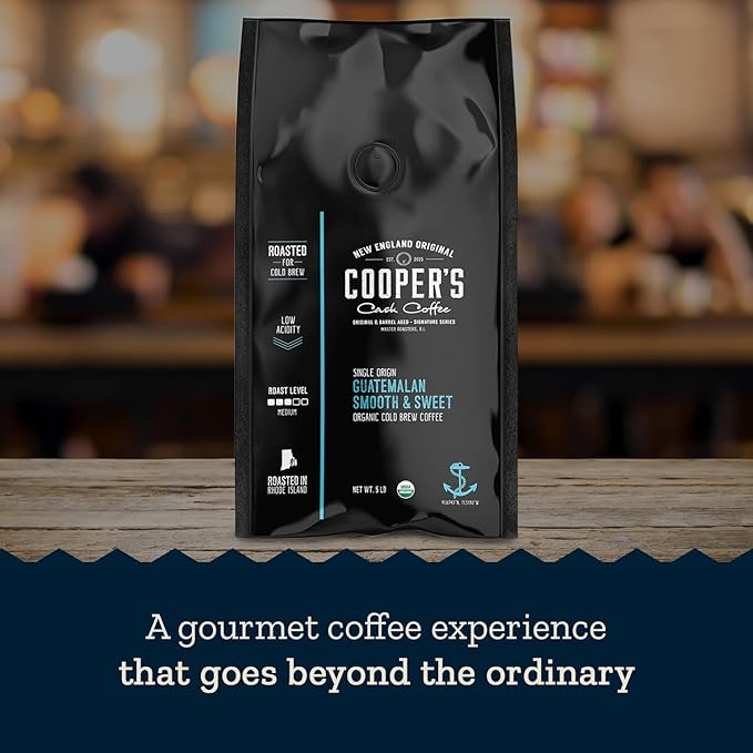 Organic Cold Brew Coffee - Guatemalan Coffee Beans Crafted For Cold Brewing - Ground, Medium Roast, 5 lb