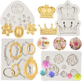 Vintage Picture Frame Fondant Mold Baroque Style Crown Rose Flower Silicone Mold for Chocolate Sugarcraft Cupcake Topper Jewelry Polymer Clay Crafting Projects