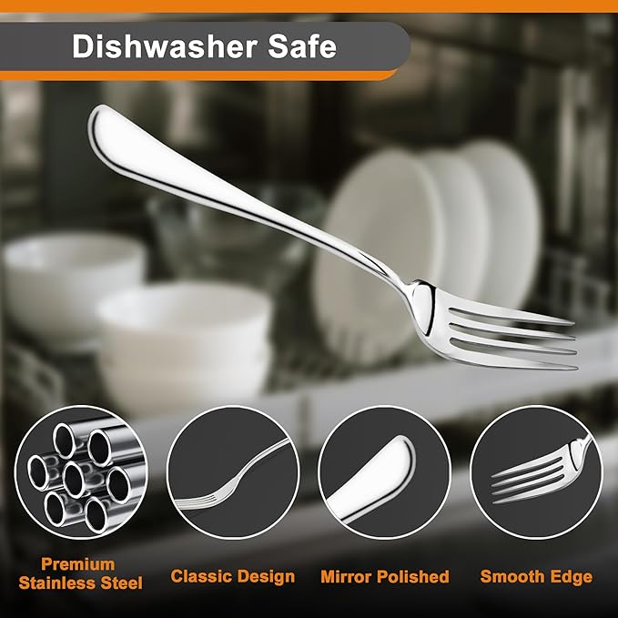 24 Pieces Dinner Forks Set,8" Forks,Food Grade Stainless Steel Dinner Forks,Fine Fork Set for Home,Kitchen,Restaurant,Mirror Polished and Dishwasher Safe