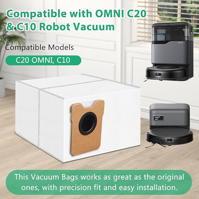 12 Pack Dust Bags Compatible with Eufy Omni C20, C10 Robot Vacuum, 4-Layer Replacement Disposable Bags
