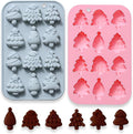 2 Pcs Christmas Tree Silicone Molds, 6 Types 12 Cavity Christmas Tree Shaped Candy Baking Moulds, for Chocolate Jelly Soap Fondant Candy Candles Pastry Gummies Cake DIY Decorating