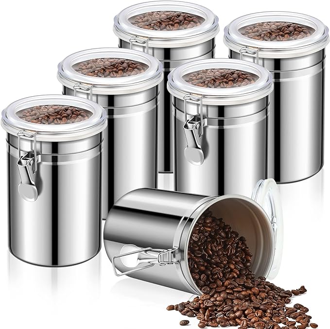Lallisa 3 Pcs Stainless Steel Canisters 62 oz Stainless Steel Containers with Lids Food Storage Container with Airtight Clamp Lid Coffee Containers for Tea Sugar Coffee Flour Kitchen Counters