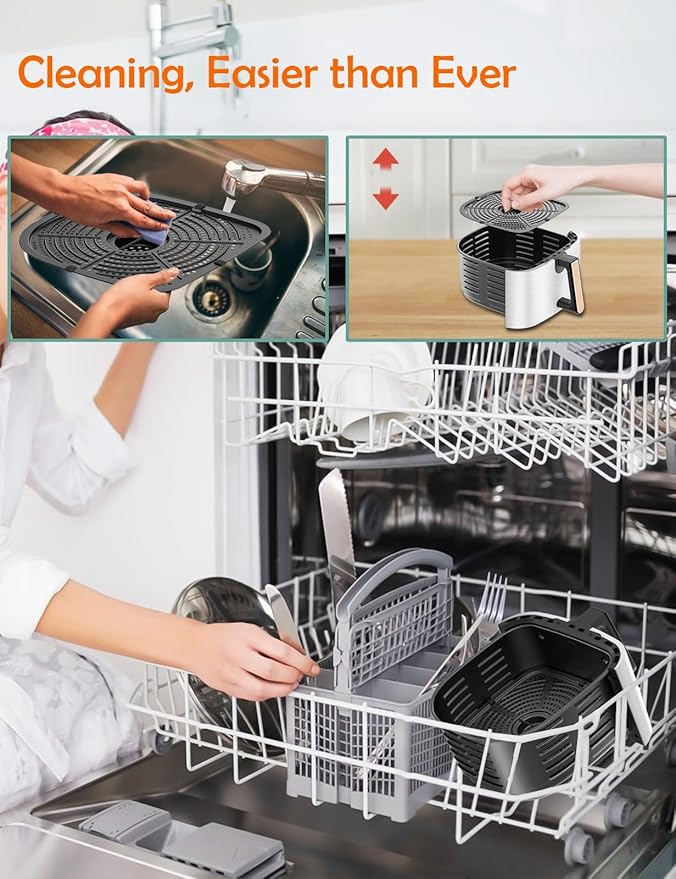 Air Fryer, ALLCOOL Airfryer Oven 8QT Large 1700W 8-in-1 with Touch Screen Air Fryers Dishwasher Safe Nonstick Basket Freidora de Aire 36 Recipes BPA & PFOA Free White