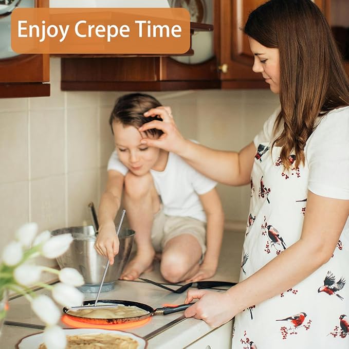 2 Pack Crepe Spreader Kit, Stainless Steel T-Shaped Batter Spreaders, Pancake Tool, Crepes Sticks Fit Any Crepe Pan Maker, 1 Large 7" + 1 Small 5"