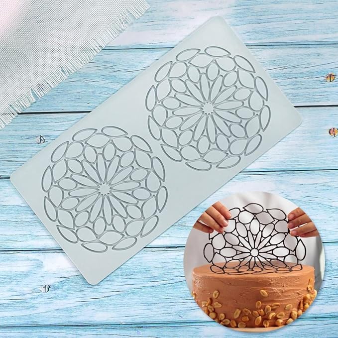 Silicone Molds 3D Hollow Leaf Chocolate Molds Honeycomb Bee Candy Mold Flower Pattern Fondant Mold Cake Topper Sugar Craft Decoration (J_Flower_10.4 * 5.28 * 0.12inch)