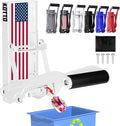 2025 New Auto-Eject Can Crusher with Trash Bag Organizer - Built-in Bottle Opener, Works for 8/12/16oz Cans, Wall-Mounted Recycling Tool (white-US flag)