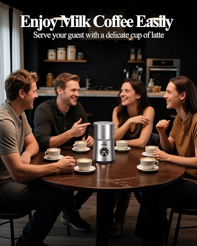 5 in 1 Electric Milk Frother: 16.9oz/500ml Large Capacity Dishwasher Safe Milk Steamer for Hot & Cold Milk Froth - Automatic Milk Frother & Warmer for Latte, Cappuccinos, Macchiato, Hot Chocolate