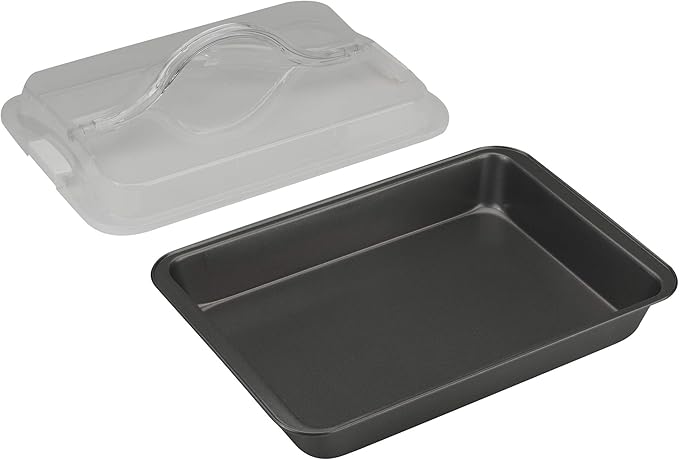 GoodCook Everyday Nonstick Steel Bake-N-Take Oblong Pan, 9" x 13" with Lid, Gray