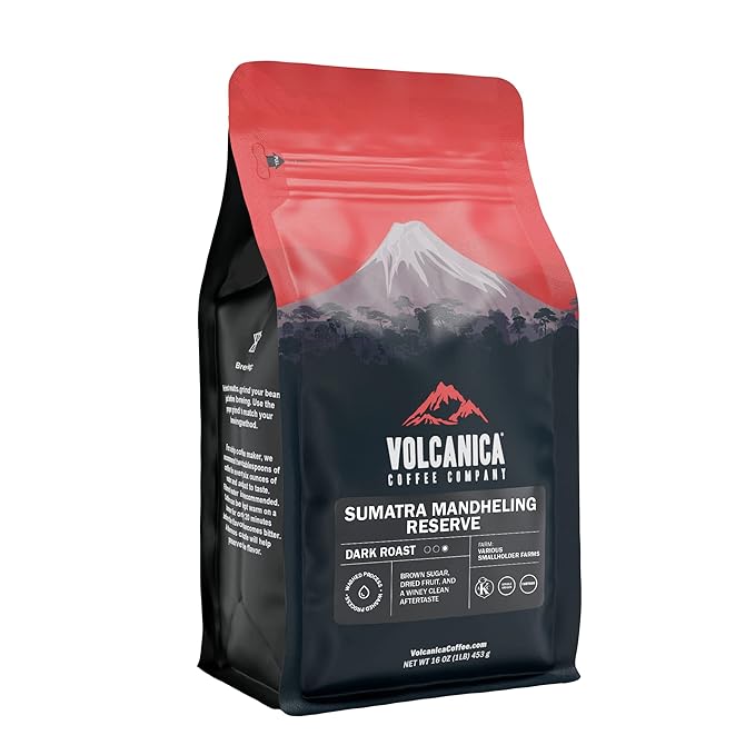 Sumatra Mandheling Dark Roast Coffee, USDA Organic, Whole Bean, Reserve, Fair Trade, Fresh Roasted, Kosher, 16-ounce
