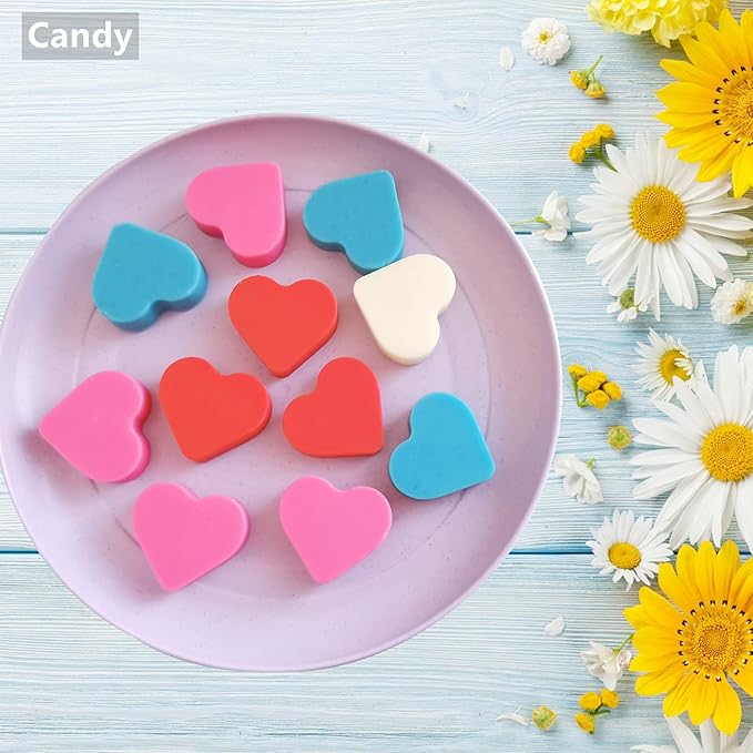 Heart Silicone Candy Molds for Gummy Chocolate, Heart Ice Cube Resin Sheet with Scraper (L)