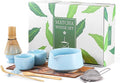 HELPLX Matcha Whisk Set 10-Piece Japanese Matcha Kit with BowlWhisk & Holder2 Tea CupsBamboo ScoopSpoonSifterScoop Rest & Tea Towel – Blue Matcha Tea Set for Ceremony or Daily Use