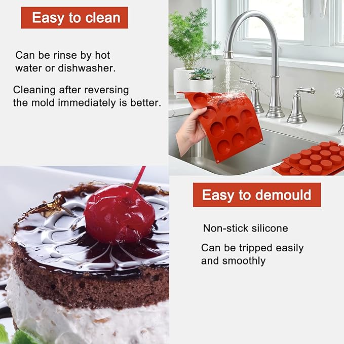 2PACK Silicone Cylinder Molds,15-Cavity Round Candy Chocolate Mold, Handmade Soap Silicone Mould, for Mini Muffin, cake,Jelly, Dessert, Ice Cube