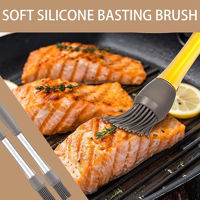 4-Pack Heat-Resistant Silicone Basting Brushes for Cooking - Ideal for Spreading Oil,Sauces,Butter,Perfect for BBQ,Baking,Grilling and Outdoor Use